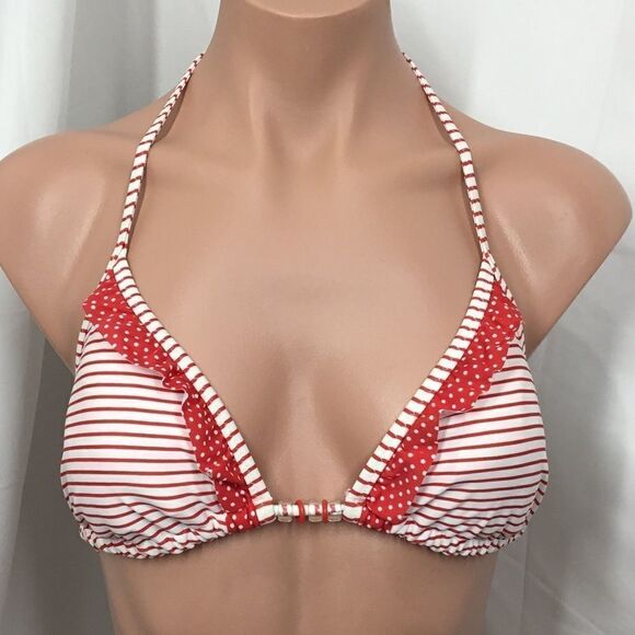 Marie Meili Contrast Ruffle Triangle Top (D6) - Picture 1 of 6